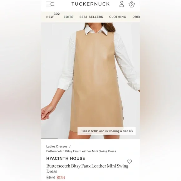 HYACINTH HOUSE by TUCKERNUT Butterscotch Bitsy Faux Leather Mini Swing Dress- M - Picture 16 of 16